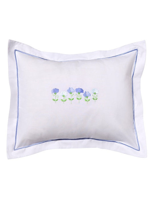 Boudoir Pillow Cover, Row of Sweet Peas (Blue)