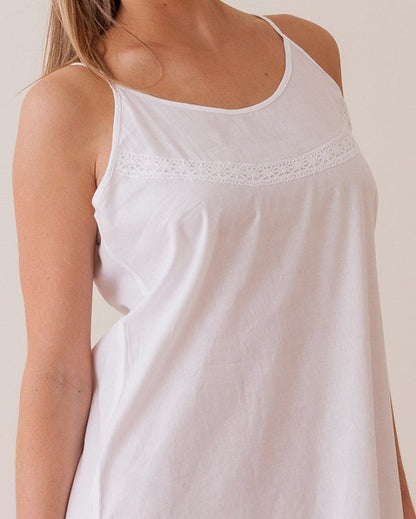 Kerry White Cotton Nightgown, French Lace