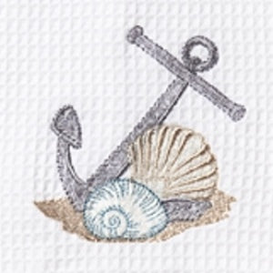 Guest Towel, Waffle Weave, Anchor (Blue-Beige)