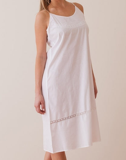 Kerry White Cotton Nightgown, French Lace