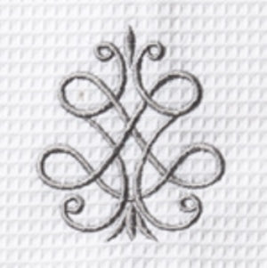 Guest Towel, Waffle Weave, French Scroll (Pewter)