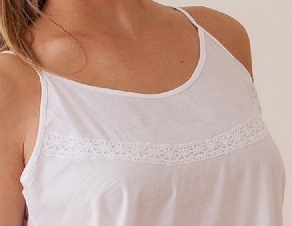 Kerry White Cotton Nightgown, French Lace