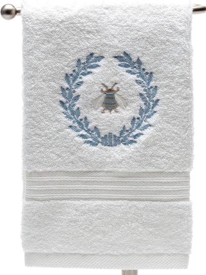 Guest Towel, Terry, Napoleon Bee Wreath (Duck Egg Blue)