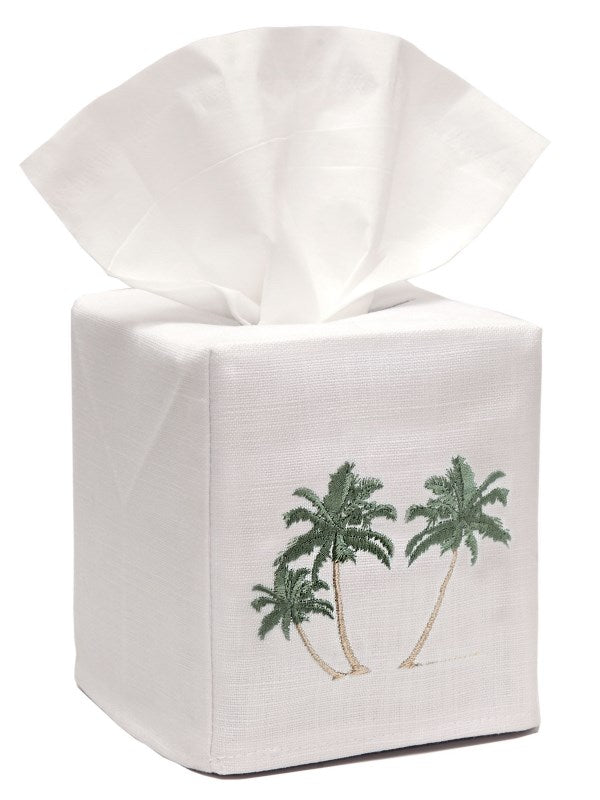 Tissue Box Cover, Three Palm Trees (Green)