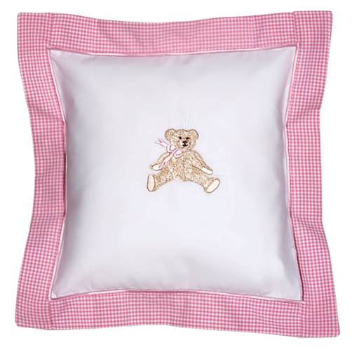 Baby Pillow Cover, Bow Teddy (Pink)