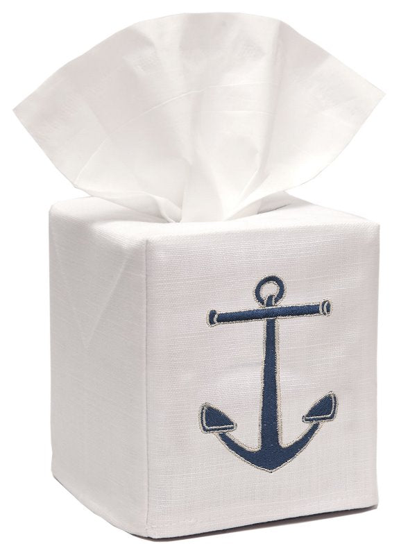Tissue Box Cover, Anchor (Navy)