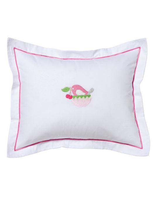 Baby Boudoir Pillow Cover, Bird in Cup (Pink)