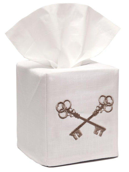 Tissue Box Cover, Crossed Keys (Mushroom)