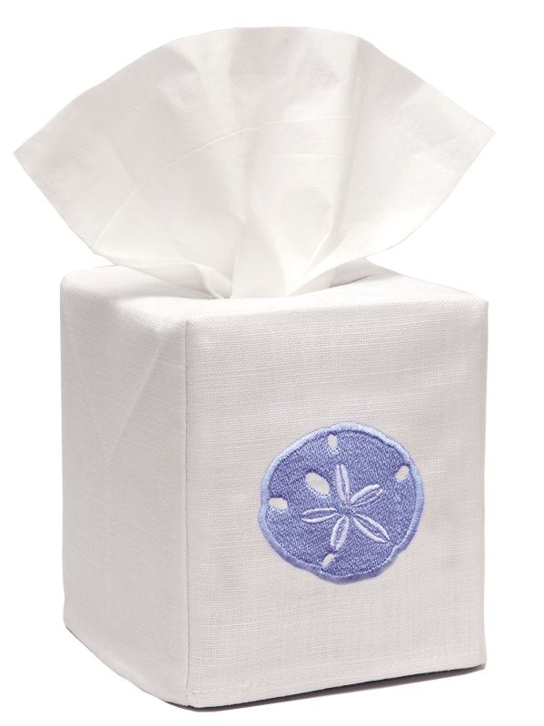Tissue Box Cover, Linen Cotton - Sand Dollar (Blue