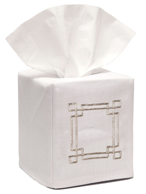 Tissue Box Cover, Greek Key (Beige)