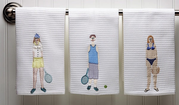 Guest Towel, Waffle Weave, Tennis Lady (Blue)