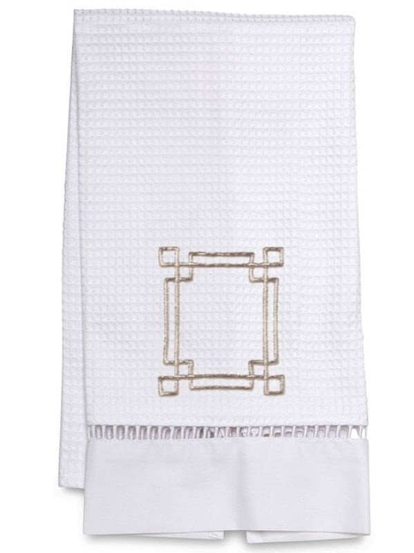Guest Towel, Waffle Weave, Greek Key (Beige)