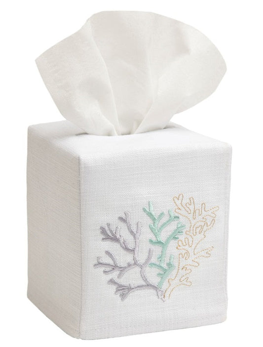 Tissue Box Cover, Coral (Aqua)