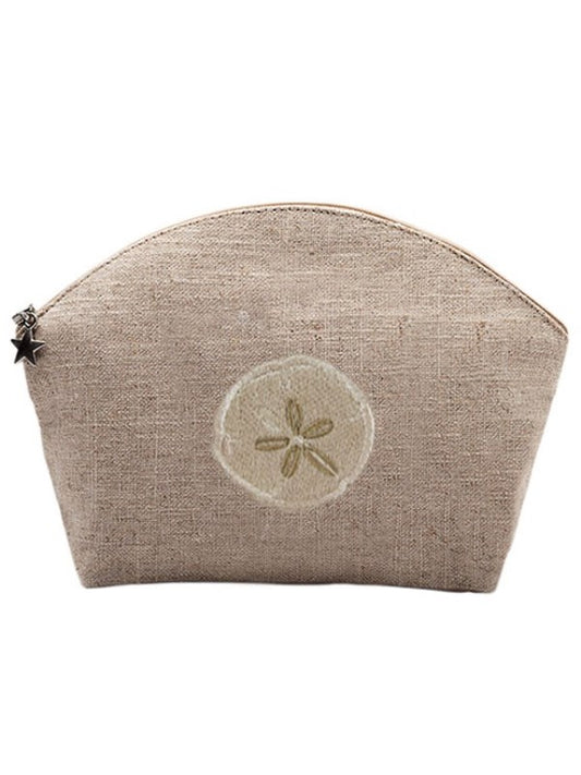 Cosmetic Bag, Natural Linen (Medium), Sand Dollar (Beige)