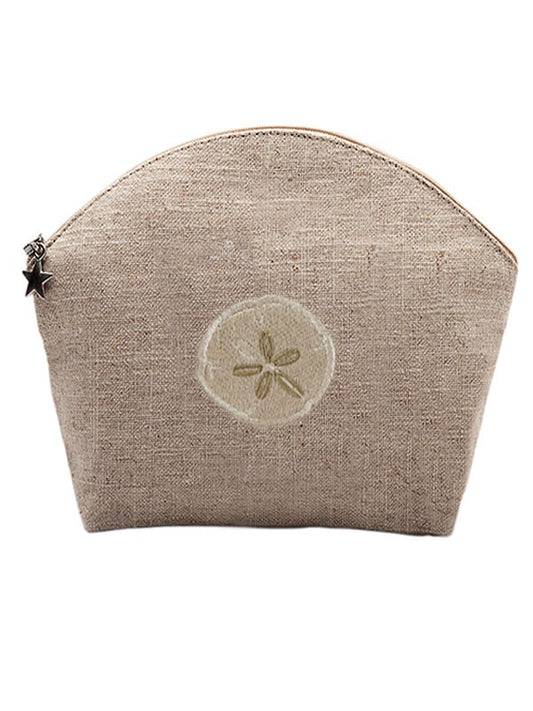 Cosmetic Bag, Natural Linen (Large), Sand Dollar (Beige)