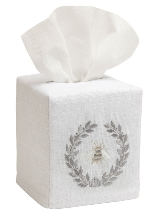 Tissue Box Cover, Napoleon Bee Wreath (Pewter)