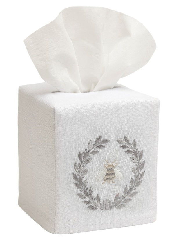 Tissue Box Cover, Embroidered Bees