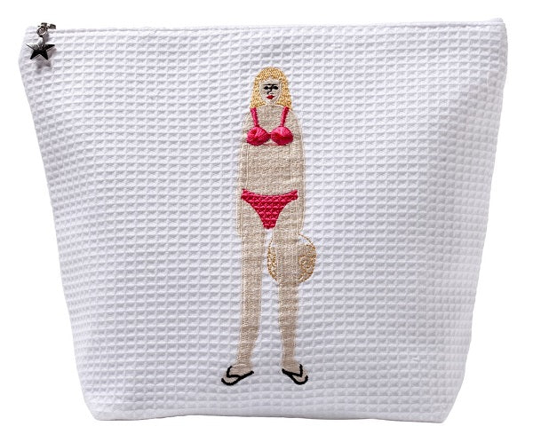 Cosmetic Bag (Large), Waffle Weave, Bikini Girl (Scarlet)