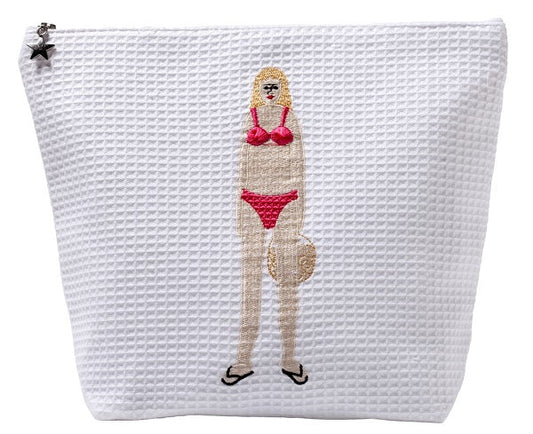Cosmetic Bag (Large), Waffle Weave, Bikini Girl (Scarlet)