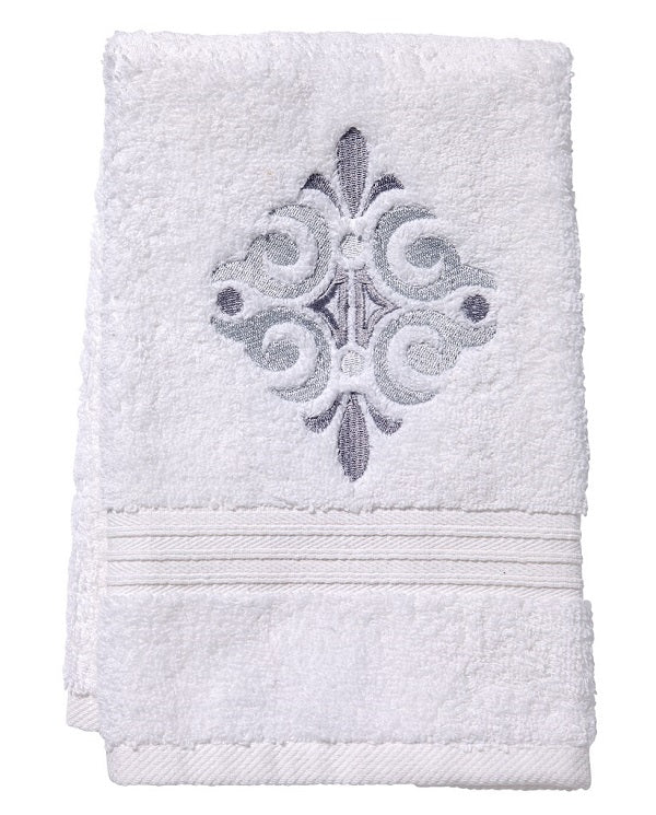 Guest Towel, Terry, Amalfi Scroll (Pewter)