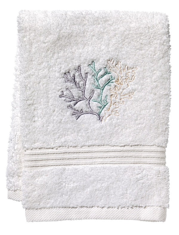 Guest Towel, Terry, Coral (Aqua)