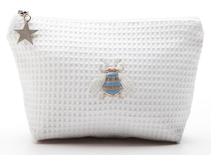 Cosmetic Bag (Small), Waffle Weave, Napoleon Bee (Duck Egg Blue)