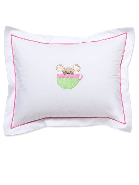 Baby Boudoir Pillow Cover, Mouse in Cup (Pink)