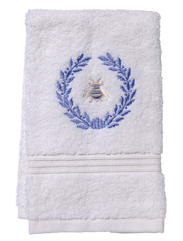 Guest Towel, Terry, Napoleon Bee Wreath (Blue)