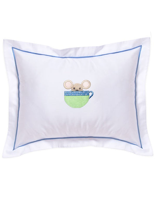 Baby Boudoir Pillow Cover, Mouse in Cup (Blue)