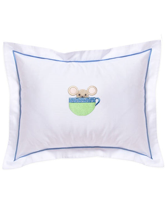 Baby Boudoir Pillow Cover, Mouse in Cup (Blue)
