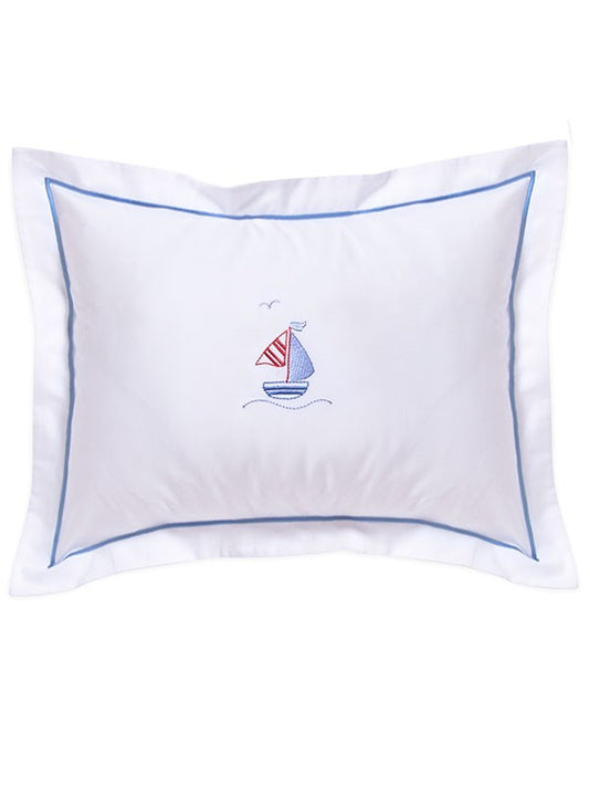 Baby Boudoir Pillow Cover, Sailboat & Seagull (Blue)