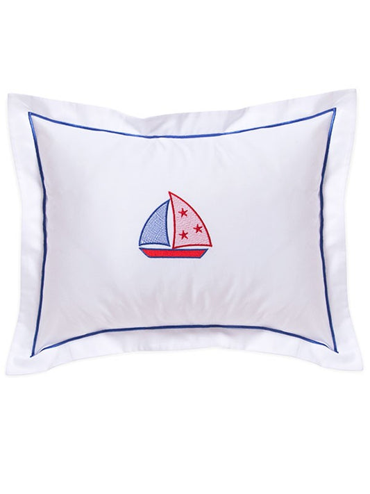 Baby Boudoir Pillow Cover, Stars & Sailboat (Red/Blue)