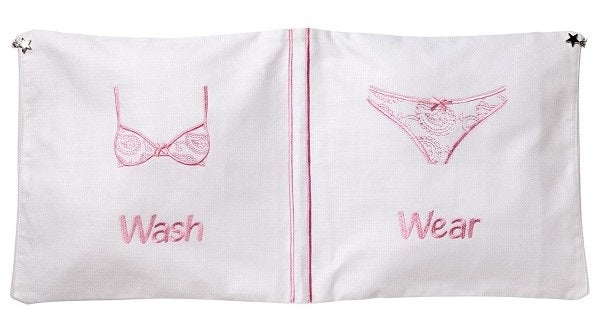 Laundry Bag, Linen / Cotton, Embroidery and Monogramming (Pink)