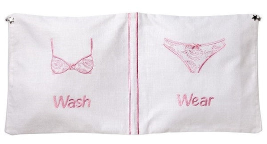 Laundry Bag, Linen / Cotton, Embroidery and Monogramming (Pink)