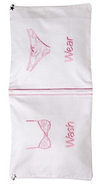 Laundry Bag, Linen / Cotton, Embroidery and Monogramming (Pink)