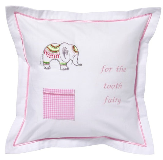 Tooth Fairy Pillow Cover, Lucky Charm Elephant (Pink)