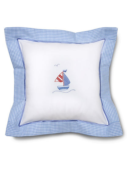 Baby Pillow Cover, Sailboat & Seagull (Blue)