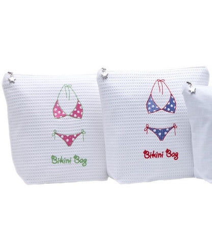 Bikini Bag - White Cotton Waffle Weave
