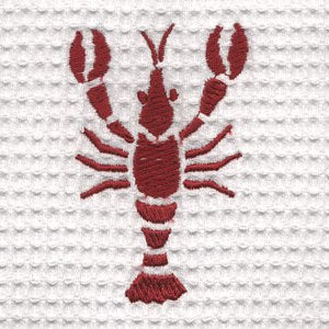 Dinner Napkins, White Cotton, Lobster (Red). Set of 2