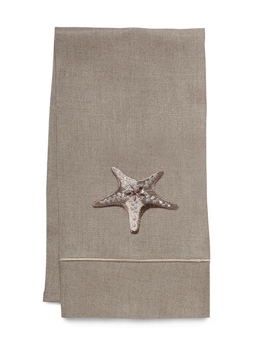 Guest Towel, Natural Linen, Morning Starfish (Beige)