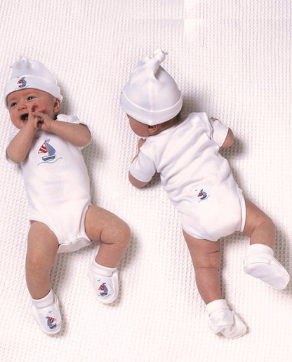 Onesie (Short Sleeve), Seagull & Sailboat (Blue)