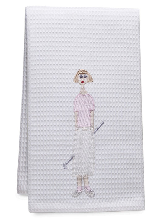 Guest Towel, Waffle Weave, Golf Lady (Pink)