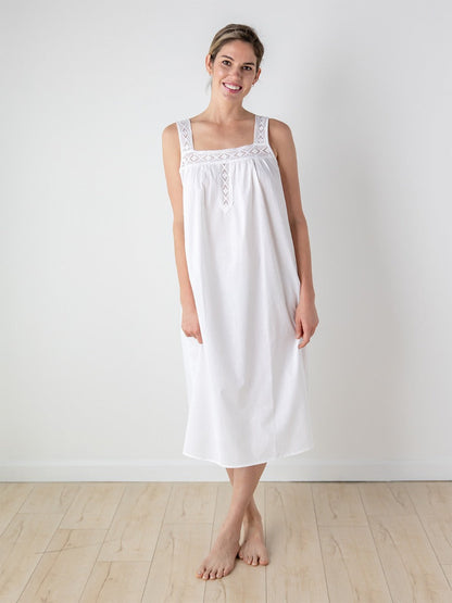Louise White Cotton Nightgown