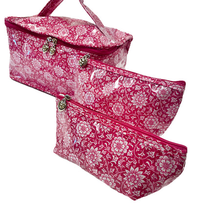 Box Cosmetic Bag, Gerbera (Raspberry)
