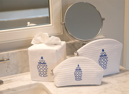 Tissue Box Cover, Ginger Jar Chain-Links (White)