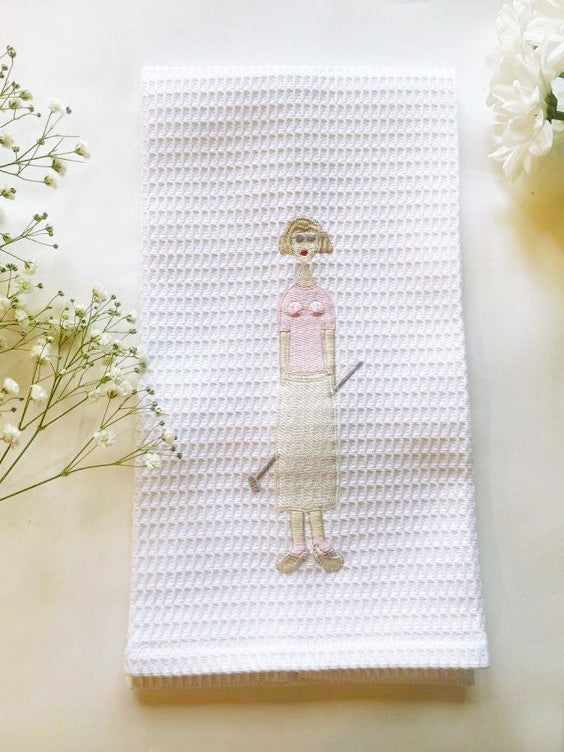 Guest Towel, Waffle Weave, Golf Lady (Pink)