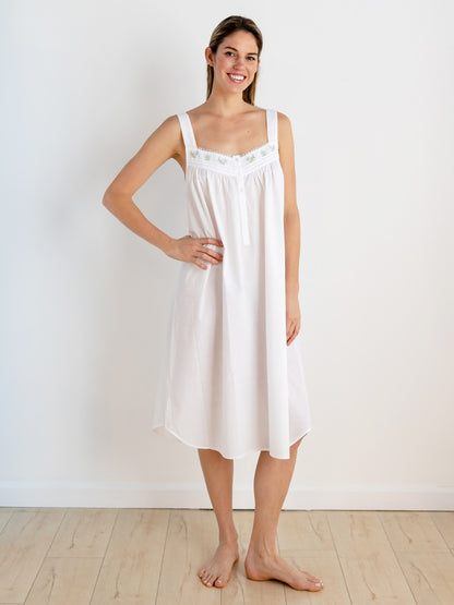 Heather White Cotton Nightgown