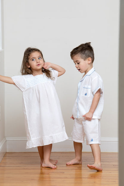Amelia White Cotton Dress, Smocked