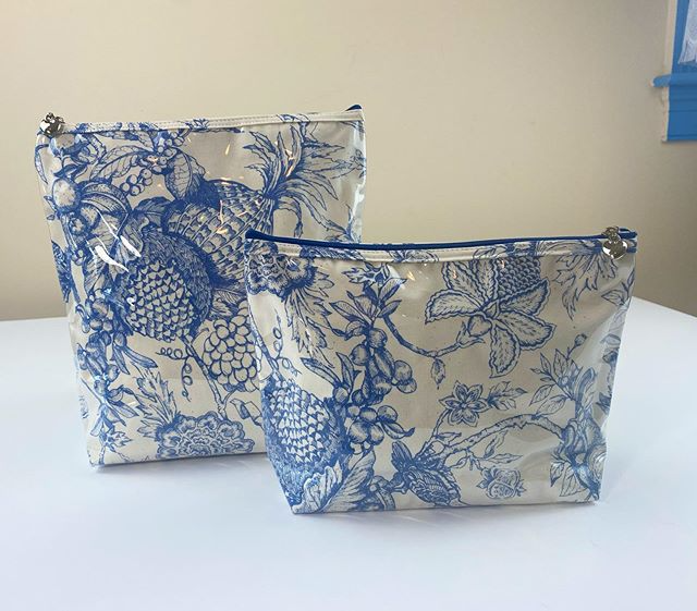 Cosmetic Bag (Large), Pineapple Garden (Blue)