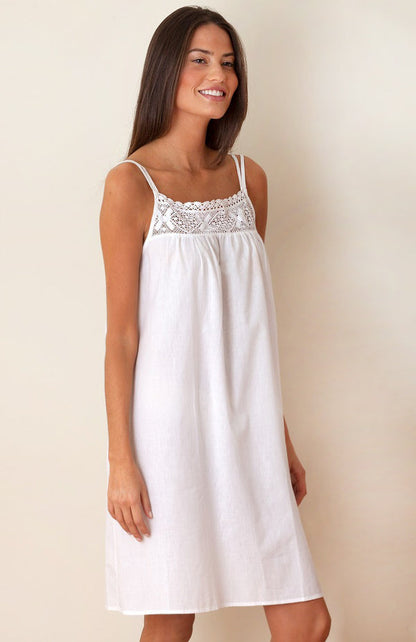 Jenn White Cotton Nightgown, Lace